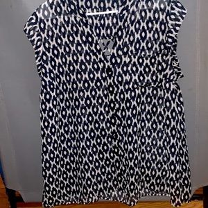 Maurice’s Womens Sheer Blue & White Flutter Sleeve Blouse - Size 2X